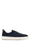 Santoni Victory-fehu59 Laceless Sneakers In Leather In Blue