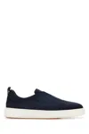 Santoni Victory-fehu59 Laceless Sneakers In Leather In Blue