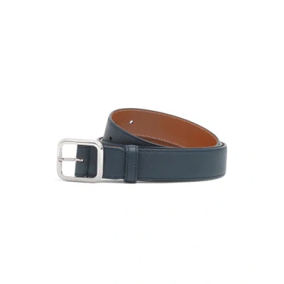 Santoni Blue Tumbled Leather Adjustable Belt