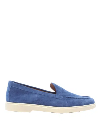 Santoni Blue Yaltamoc Loafers With Slip-on Design