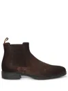 Santoni Suede Chelsea Boots In Brown