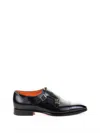 Santoni Leather Adrian Blake Monk Shoes In Black
