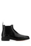 Santoni Elastic-panel Leather Boots In Black