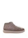 Santoni Mid-top Sneakers With Matte Finish In Brown