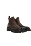 Santoni Chunky Sole Suede Finish Brogue Detailing In Red
