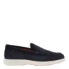 Santoni Leather Loafers Contrast Stitching In Blue