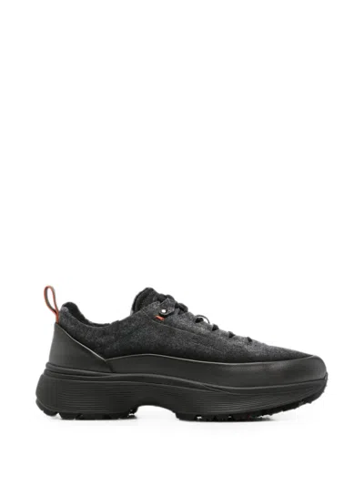Santoni Bounce Panelled Sneakers In Black