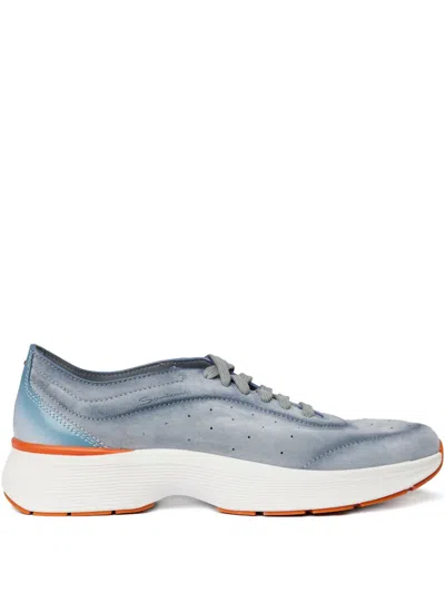 Santoni Bounce Perforated Sneakers In Blue