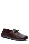Santoni Brown Textured Leather Loafers With Decorative Bow In Dark Brown