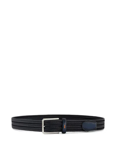 Santoni Braided Leather Belt In Blue