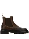 Santoni Chunky Sole Suede Finish Brogue Detailing In Red