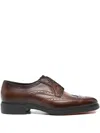Santoni Brogue-detail Leather Derby Shoes In Brown