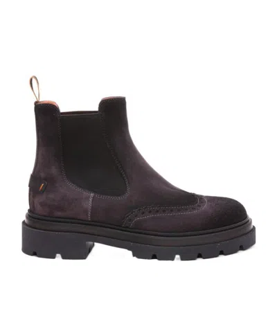 SANTONI SANTONI ROUND TOE SLIP-ON ANKLE BOOTS