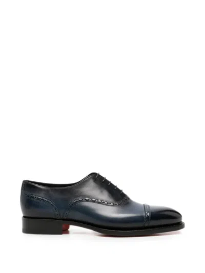 Santoni Brogue-detail Oxford Shoes In Blue