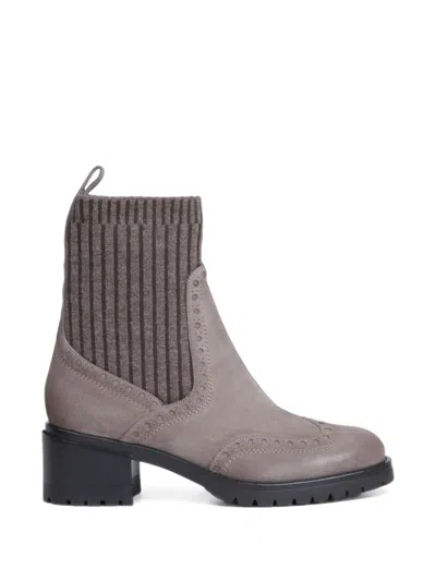 Santoni Brogue-detail Sock-style Boots In Multi
