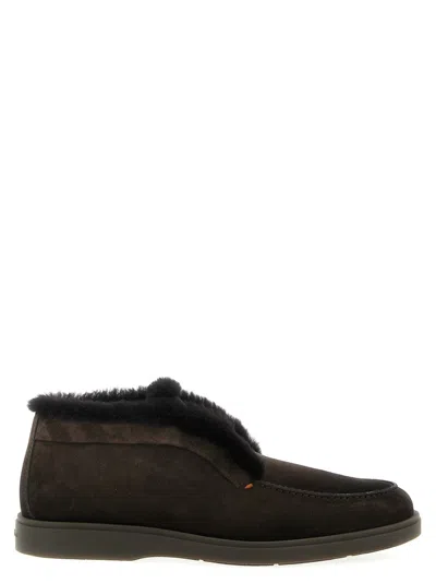 SANTONI BROWN ANKLE BOOTS