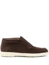 Santoni Brown Cedar Suede Ankle Boots In Brown