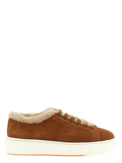 Santoni Lace Up Sneakers Suede Platform Sole In Animal Print