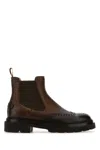 Santoni Chunky Sole Suede Finish Brogue Detailing In Red