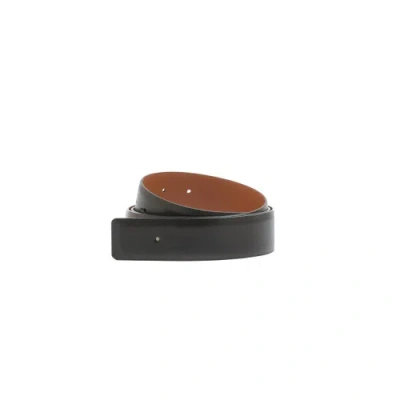 Santoni Brown Leather Belt Strap Dark Brown In Black