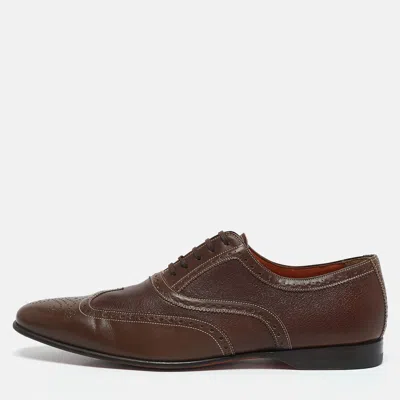 Santoni Brown Leather Brogues Lace Up Oxford In Multi
