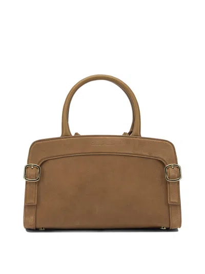 Santoni Brown Leather Handbag