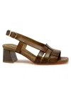 Santoni Brown Leather Slingback Sandal In Brown
