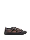 Santoni Logo-debossed Leather Sneakers In Brown