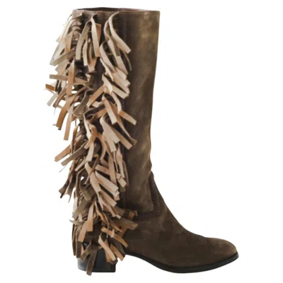Pre-owned Santoni Brown Suede Fringe Boots - '10s