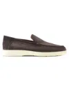 Santoni Suede Detroit Low-top Loafers In Brown
