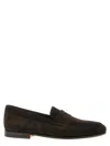 Santoni Carlos Suede Loafers In Brown