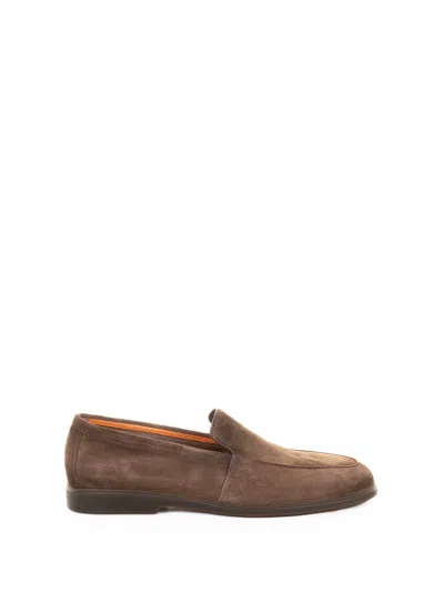 Santoni Brown Suede Moccasin
