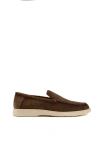 Santoni Mocassini In Pelle Scamosciata Marrone Uomo In Marrone