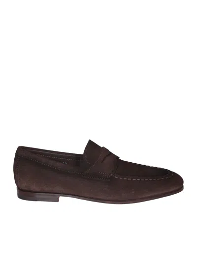 Santoni Brown Tdm Suede Loafer