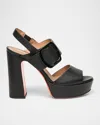 Santoni Bruxel Leather Buckle Platform Sandals In Black