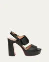 Santoni Bruxel Leather Buckle Platform Sandals In Blk