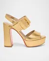 Santoni Bruxel Metallic Buckle Platform Sandals In Gold