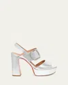 Santoni Bruxel Metallic Buckle Platform Sandals In Silver