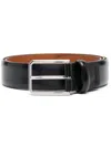 Santoni Bucke-fastening Leather Belt In Black