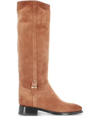 Santoni Buckle Boots In Brown