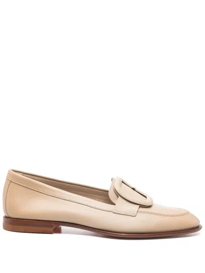 Santoni Buckle-detail Loafers In Neutrals