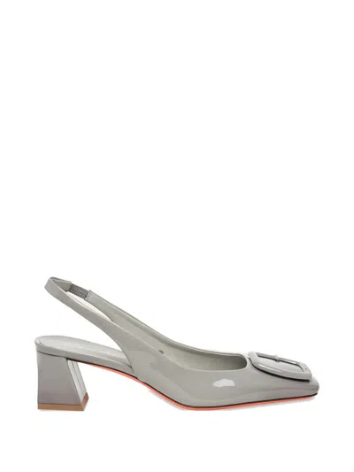 Santoni Woman Pumps Light Grey Size 7 Leather In Gray