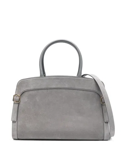 Santoni Buckle-detail Tote Bag In Gray