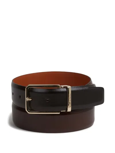 Santoni Buckle Leather Belt In Brown