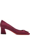 Santoni 50mm Hasmig Suede Buckle Pumps In Multi