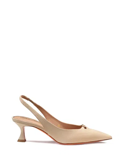 Santoni Buckle Slingback Pumps In Neutral