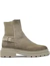 Santoni Buckled-strap Ankle Boots In Neutral