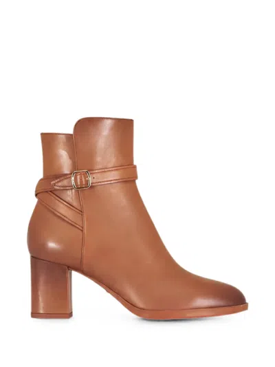 SANTONI BUCKLE-STRAP LEATHER ANKLE BOOTS