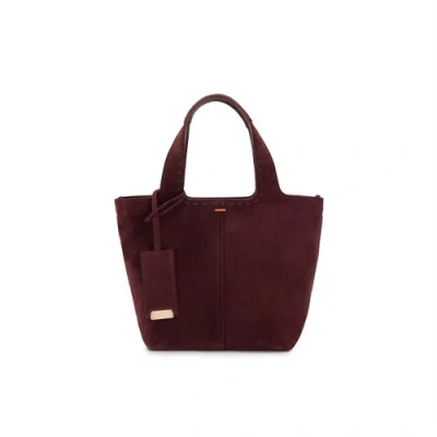 Santoni Burgundy Suede Handbag Mosto Red