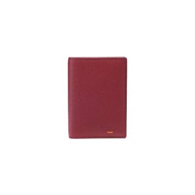 Santoni Burgundy Tumbled Leather Passport Case Conero Red